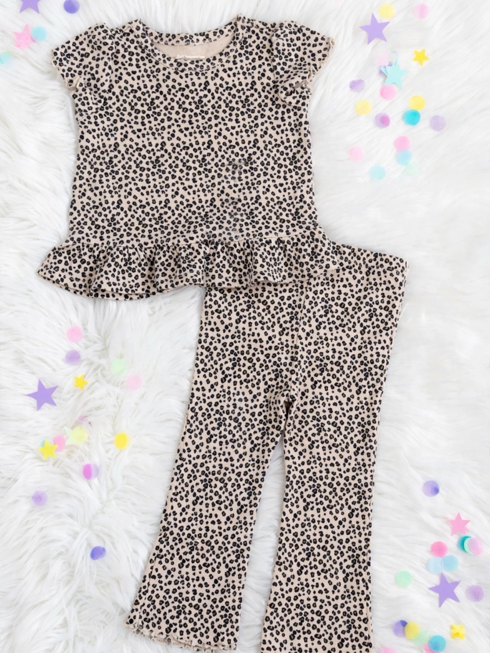First Impressions Beige Leopard Print Leggings Set